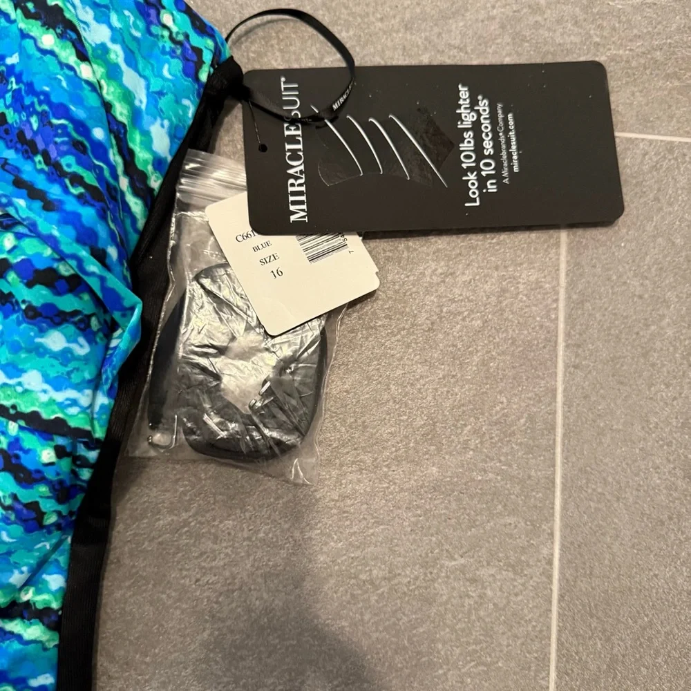 Miraclesuit Blue and Black One Piece Swimsuit with Sweetheart Neckline - Picture 2 of 6